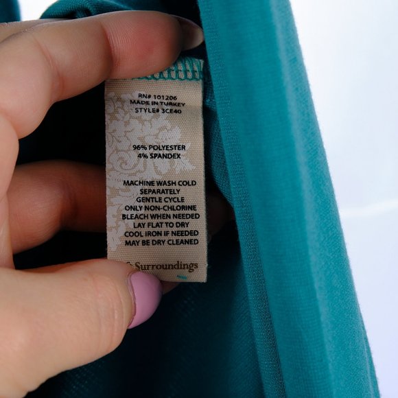 Soft Surroundings Green Long Sleeve Top Petite Medium - Picture 5 of 6